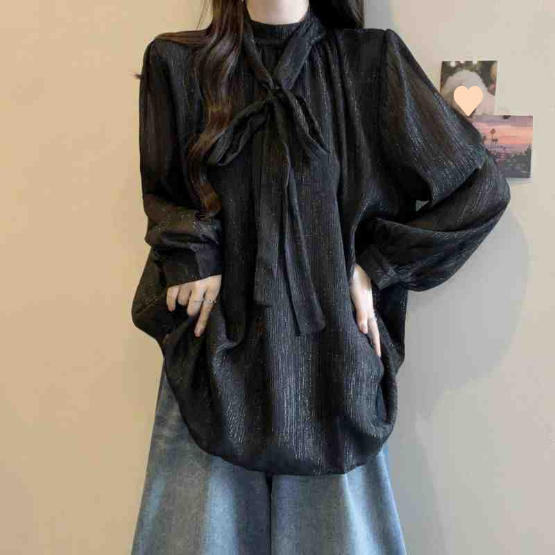 Design Lace-up Waisted Long-sleeved Shirt Women